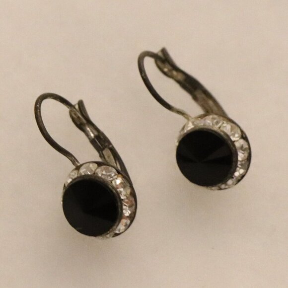 Vintage black round disk with sparkle studs - Picture 2 of 4